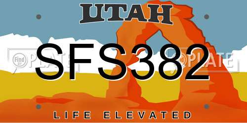 SFS382 Utah License Plate