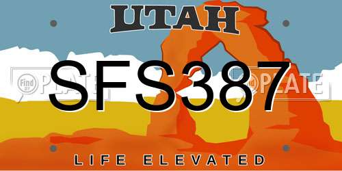 SFS387 Utah License Plate