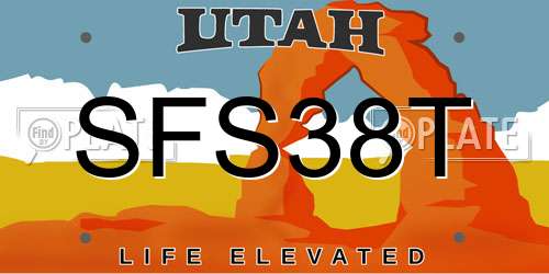 SFS38T Utah License Plate