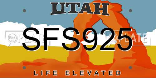 SFS925 Utah License Plate