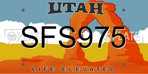 SFS975 Utah License Plate
