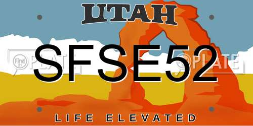 SFSE52 Utah License Plate