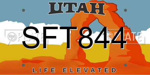 SFT844 Utah License Plate