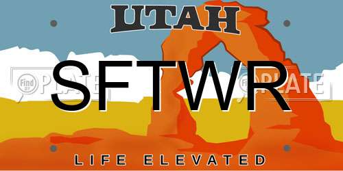 SFTWR Utah License Plate