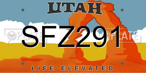 SFZ291 Utah License Plate