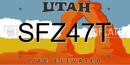 SFZ47T Utah License Plate
