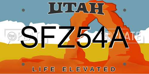 SFZ54A Utah License Plate