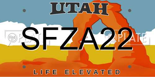 SFZA22 Utah License Plate