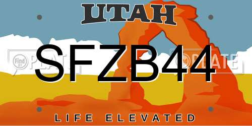 SFZB44 Utah License Plate