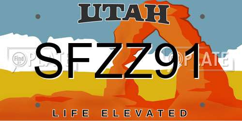 SFZZ91 Utah License Plate