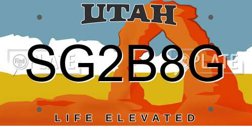SG2B8G Utah License Plate