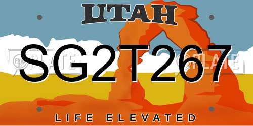 SG2T267 Utah License Plate