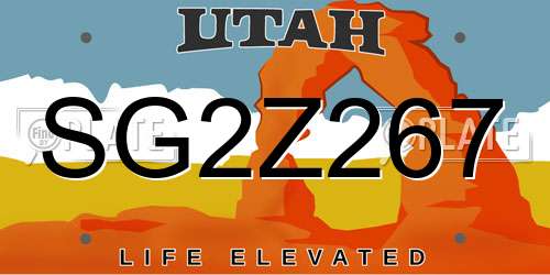 SG2Z267 Utah License Plate