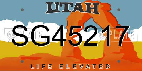 SG45217 Utah License Plate