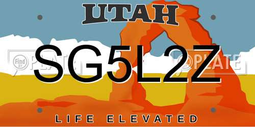 SG5L2Z Utah License Plate