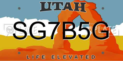 SG7B5G Utah License Plate