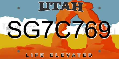 SG7C769 Utah License Plate