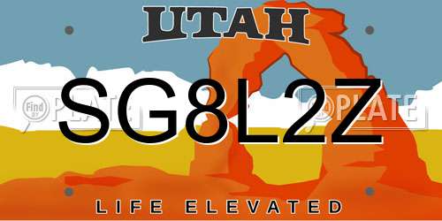 SG8L2Z Utah License Plate