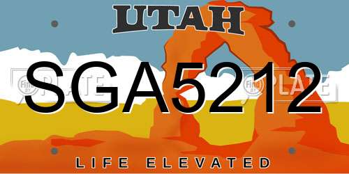 SGA5212 Utah License Plate