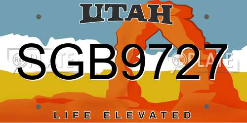 SGB9727 Utah License Plate