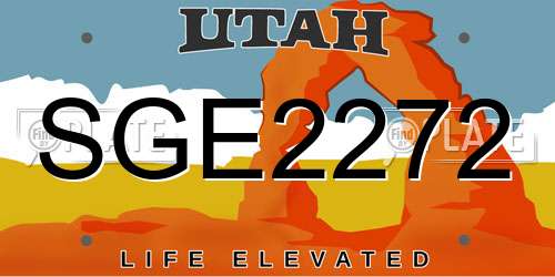 SGE2272 Utah License Plate
