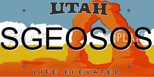 SGEOSOS Utah License Plate