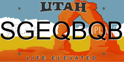 SGEQBQB Utah License Plate