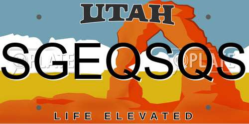 SGEQSQS Utah License Plate