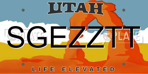 SGEZZTT Utah License Plate