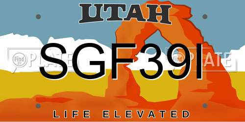 SGF39I Utah License Plate