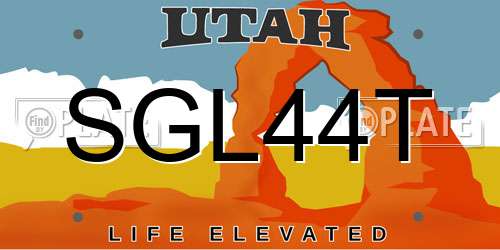 SGL44T Utah License Plate