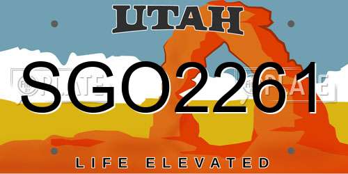 SGO2261 Utah License Plate