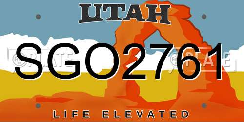 SGO2761 Utah License Plate