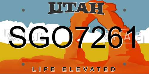 SGO7261 Utah License Plate