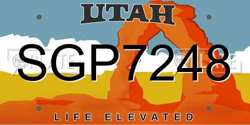 SGP7248 Utah License Plate