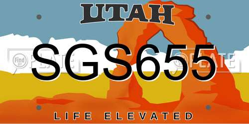 SGS655 Utah License Plate