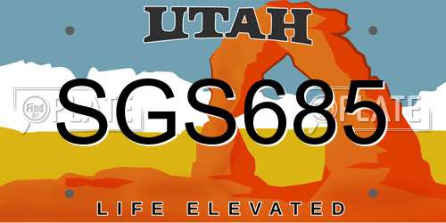 SGS685 Utah License Plate