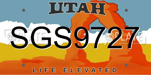 SGS9727 Utah License Plate