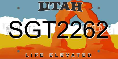 SGT2262 Utah License Plate