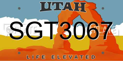 SGT3067 Utah License Plate