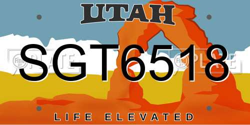 SGT6518 Utah License Plate