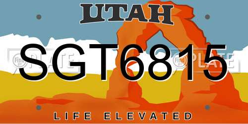 SGT6815 Utah License Plate