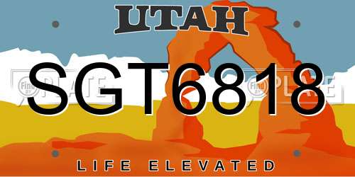 SGT6818 Utah License Plate