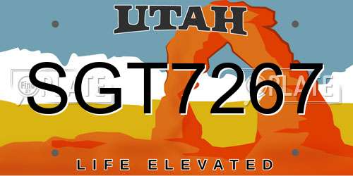SGT7267 Utah License Plate