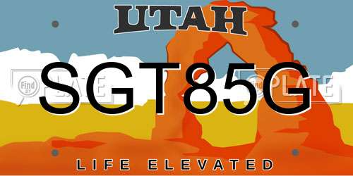 SGT85G Utah License Plate