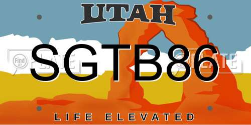 SGTB86 Utah License Plate