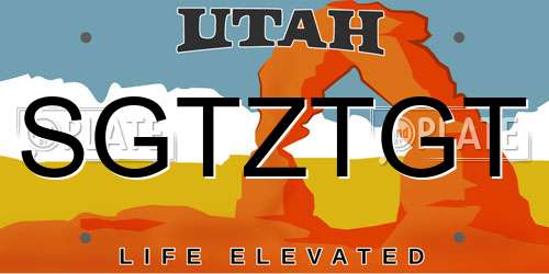 SGTZTGT Utah License Plate