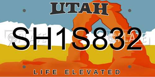 SH1S832 Utah License Plate