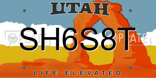 SH6S8T Utah License Plate