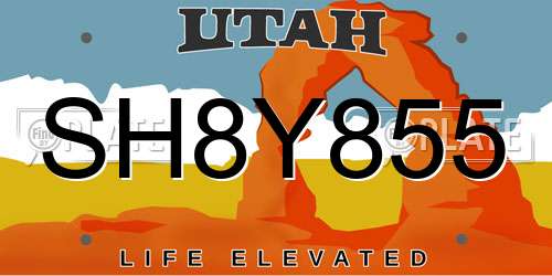 SH8Y855 Utah License Plate